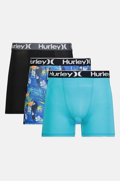 Hurley Men 3 Pcs Brand Logo Boxer Brief Set, Multicolor