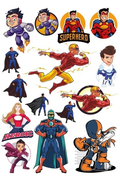 Reysa Tasarım مجموعة ملصقات Super Heroes-1 مكونة من 15 قطعة للهاتف والكمبيوتر...