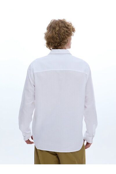 Ltb White Textured Krasik Collar Shirt