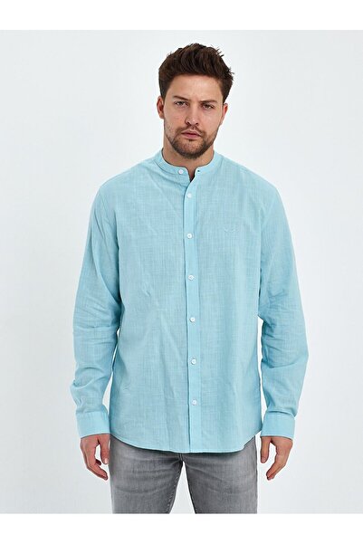 Ltb Keten Görünümlü Hakim Yaka Yeşil Gömlek
