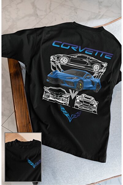 Fuddy Moda Unisex majica Corvete Written T-shirt , Oversize kroj Race Car Šta...