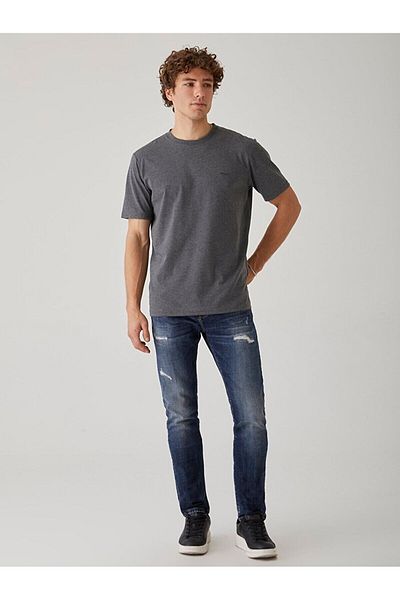 Ltb Zero Collar Basic Short Sleeve Regular Anthracite T-Shirt