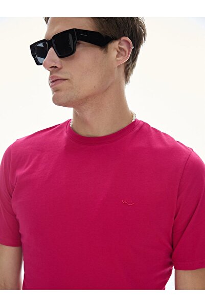 Ltb Μπλουζάκι με λαιμόκοψη Basic κοντομάνικο κανονικό μωβ