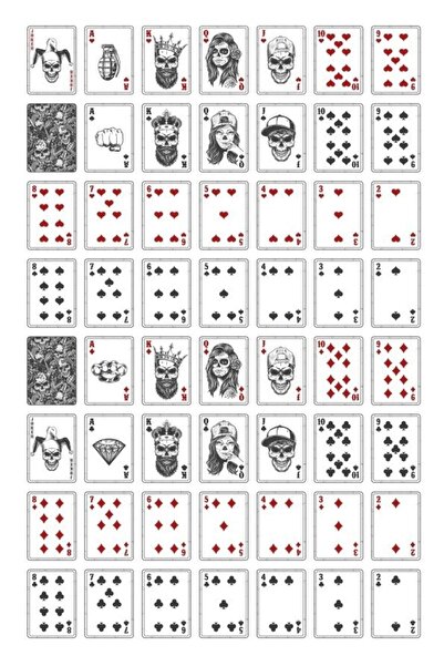 Reysa Tasarım Poker Deck Sticker Set 56 Pieces Phone, Tablet, Notebook, Laptop Sticker