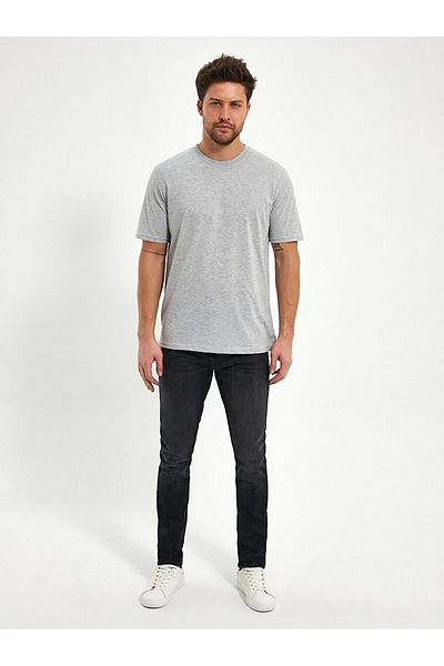 Ltb O-Neck Basic Short Sleeve Regular Gray T-Shirt