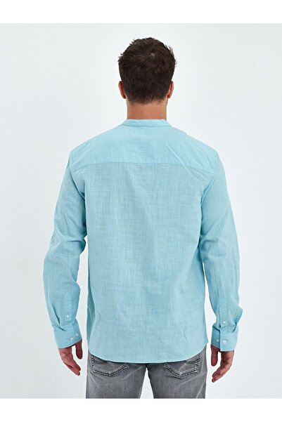 Ltb Keten Görünümlü Hakim Yaka Yeşil Gömlek