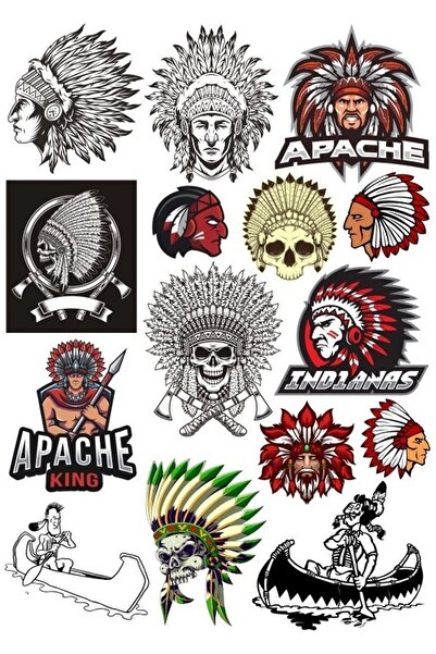 Reysa Tasarım مجموعة ملصقات Red Skin Apache - 3 15 قطعة للهاتف والكمبيوتر الل...