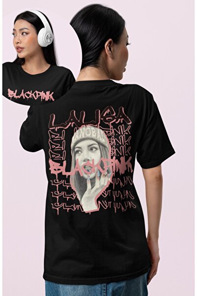 Fuddy Moda Unisex Blackpink Lisa Sırt Baskılı T-shirt, Unisex K-Pop Temalı Tişört