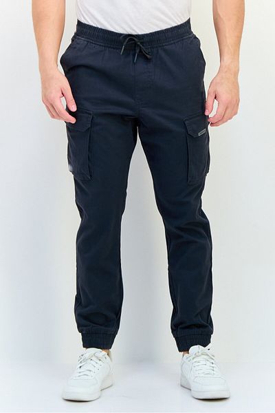 883 Police Men Slim Fit Plain Cargo Pants, Charcoal