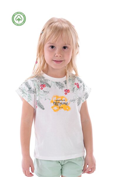 Divonette Girl's Lilac Sleeveless 100% Cotton Floral Pattern Printed T-Shirt