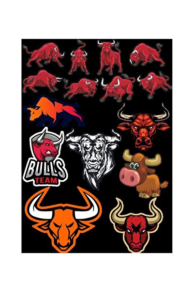 Reysa Tasarım مجموعة ملصقات الثور -1 15 قطعة للهاتف والكمبيوتر اللوحي والكمبي...