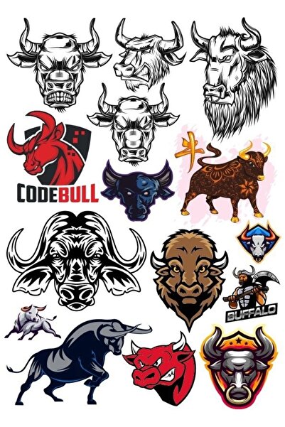 Reysa Tasarım مجموعة ملصقات الثور-3 12 قطعة للهاتف والكمبيوتر اللوحي والكمبيو...