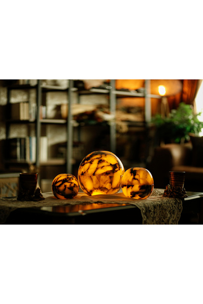 Genel Markalar Illumia Ultra Lüks 3'lü Set Mermer Gece Lambası - Abajur Lamba...