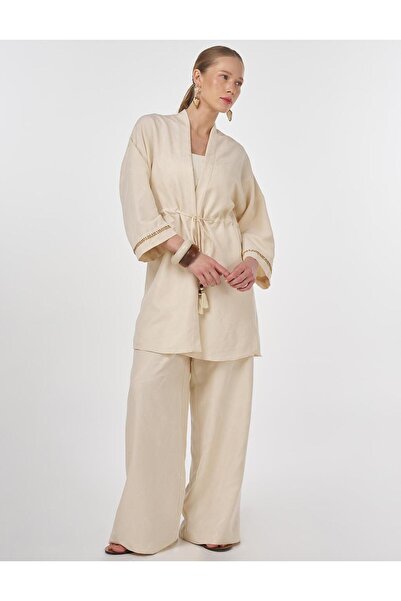 Kayra Lace-Up Modal Double Suit Cream