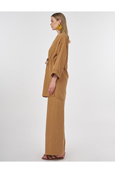 Kayra Lace-Up Modal Double Suit Tobacco