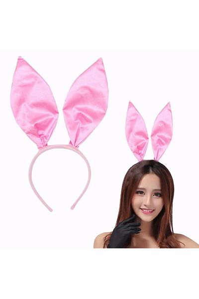 PRATİKOBA Red Color Satin Coated Shapeable Rabbit Ear Crown 35x11 Cm