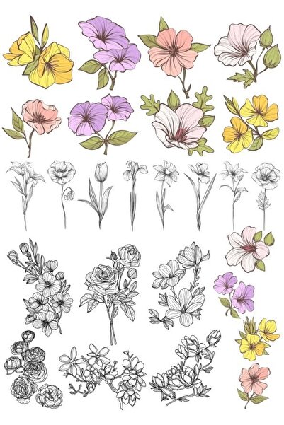 Reysa Tasarım مجموعة ملصقات الزهور مكونة من 23 قطعة للهاتف والكمبيوتر اللوحي ...