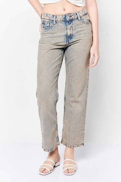 Esprit Women Regular Fit Wash Wide Leg Straight Leg Jeans, Blue