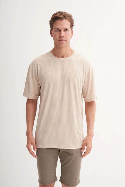 Cazador Ανδρικό μπλουζάκι Crew Neck Beige 4263
