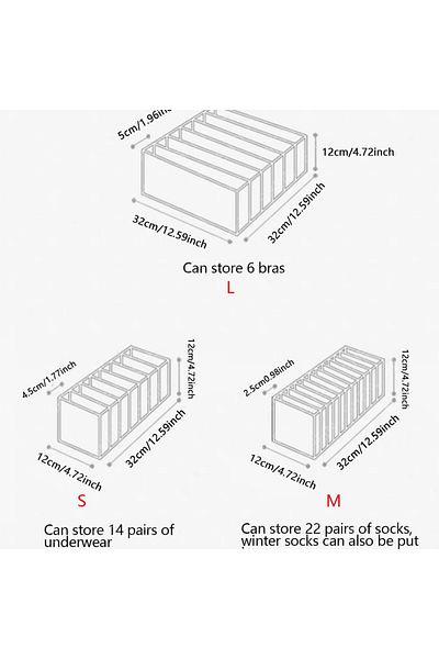 Choice L Gray 1pc Closet Organizer For Socks Separated Underwear Storage Box Jeans Bra Foldable