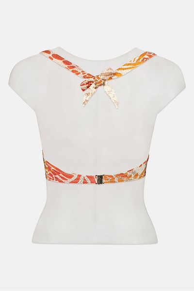Guess Women Printed Lightly Padded Bikini Top, Beige Combo
