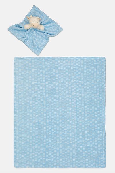 Snuggle Tots Toddlers Boy Giraffe Plush Stuffed Animal Snuggler Blanket With Comforter, Blue