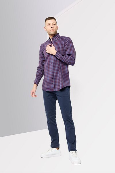 Harmont & Blaine Jeans Men Regular Fit Plaid Long Sleeves Casual Shirt, Maroon