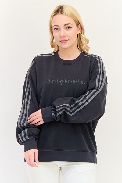 adidas Women Oversized Fit Long Sleeves Training Sweatshirt, Dark Grey