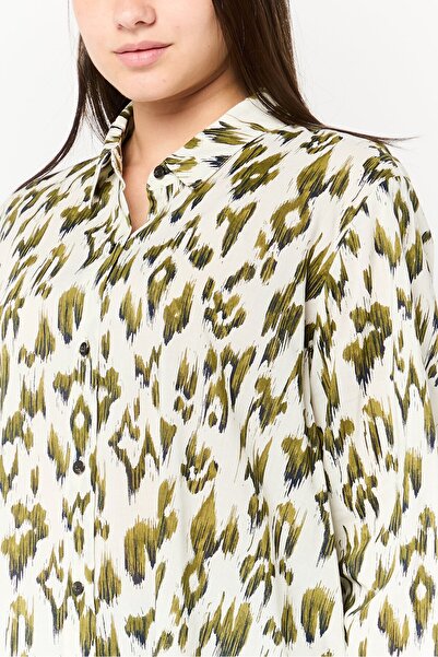 Scotch & Soda Women Spread Collar Long Sleeve Animal Print Shirt, Multicolor