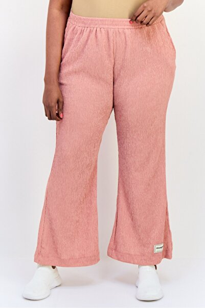 The Giving Movement Women Regular Fit Textured Wide Leg Pants, Old Pink