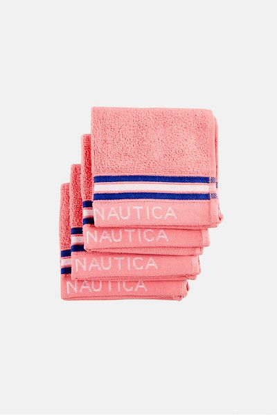 Nautica 4 Piece Striped Face Towel, Pink