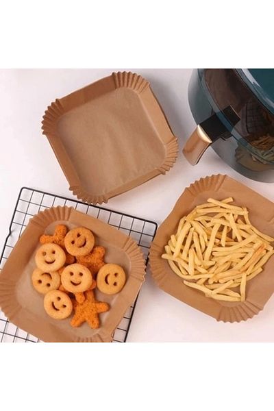PRATİKOBA Large Size Air Fryer Fryer Baking Paper 50 Pieces