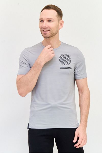Reebok Men Sportswear Fit Short Sleeves Running T-shirt, Grey