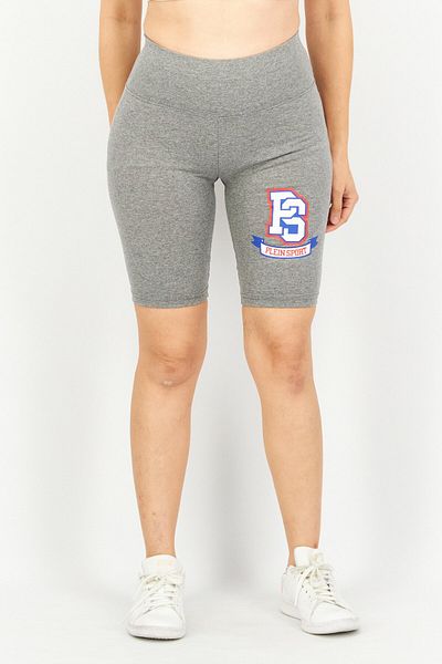 Plein Sport Women Sportswear Fit Training Shorts, Grey Combo