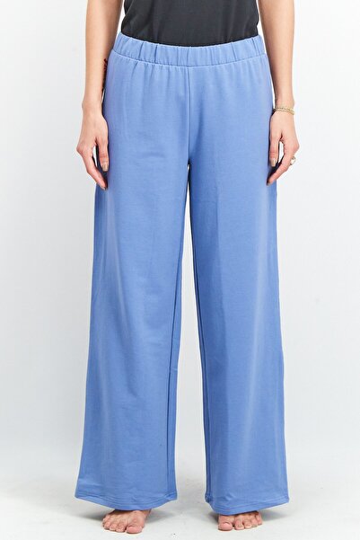 Tchibo Women Regular Fit Solid Pull-On Trouser Pants, Blue