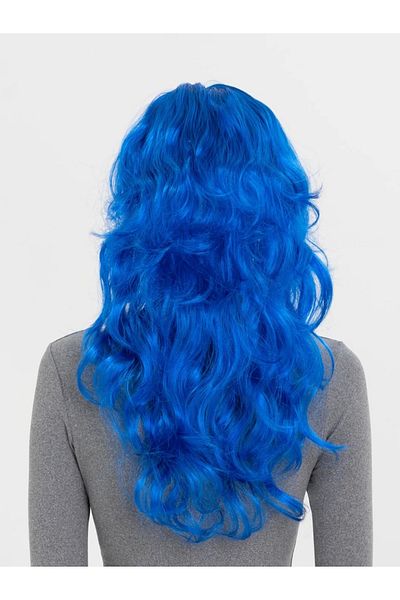 PRATİKOBA Blue Color Long Wavy Party Wig