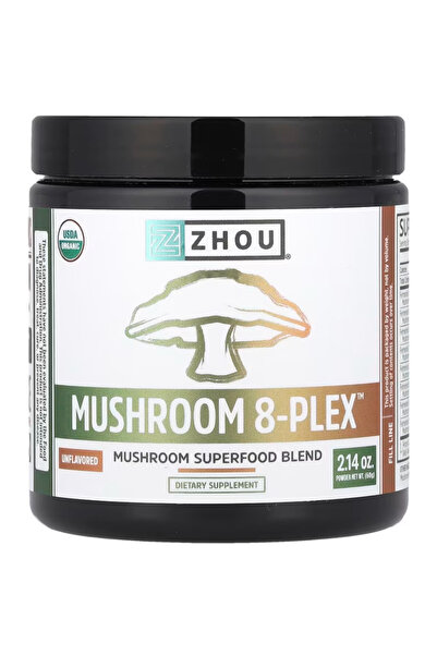 Zhou Nutrition Mushroom 8-Plex Powder,(Maitake, Lion's Mane, Cordyceps, Chaga...