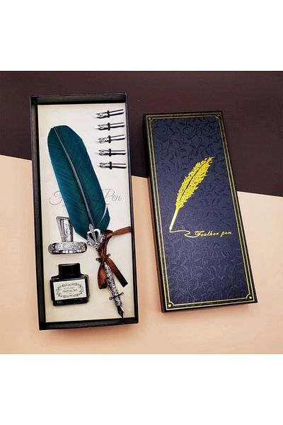 PRATİKOBA Desktop Feather Dip Pen Set