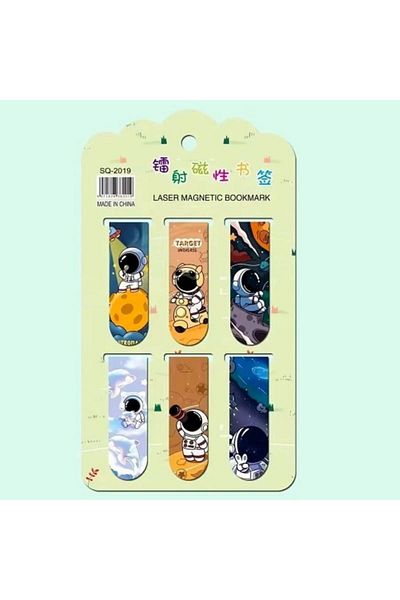Bluoksweet 6Pcs Astronaut Space Book Magnetic Bookmark Notebook Bookmark