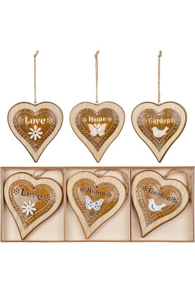 Valery Madelyn Set 3 decoratiuni cu lumini LED casa si gradina, maro, Valery ...