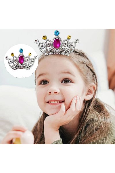 PRATİKOBA Silver Color Scalloped Model Princess Queen Crown 2 No 12X7 cm