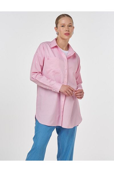 Kayra Single Pocket Basic Tunic Pink