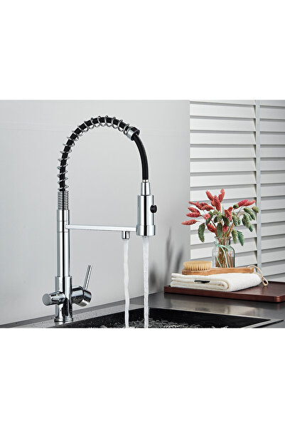 Blackswan Design Baterie chiuveta bucatarie, Blackswan, Tip M249, model crom cu iesire pentru apa purificata, 48 cm