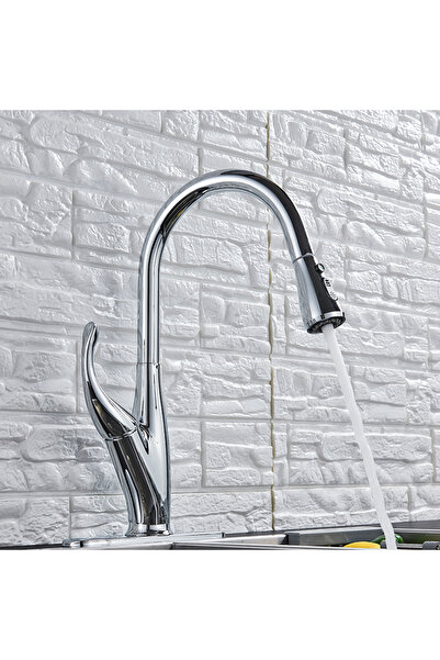 Blackswan Design Baterie chiuveta bucatarie, Blackswan, Tip M165 cu 2 moduri si buton pauza, model crom, 44.5 cm