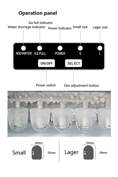 ET-LIFE Countertop Ice Maker, 15Kg/24H, 2L Water Tank, 100W, Portable Small Ice Machine, HZB-12/B White