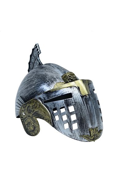 PRATİKOBA Silver over Gold Color Roman Byzantine Helmet with Movable Head 25X20 cm