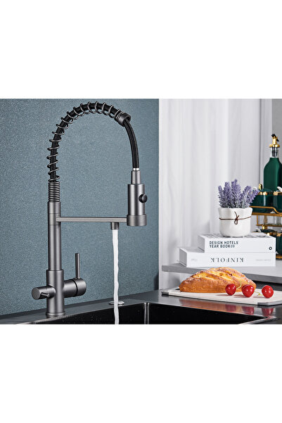 Blackswan Design Baterie chiuveta bucatarie, Blackswan, Tip M251, gri antracit cu iesire pentru apa purificata, 48 cm