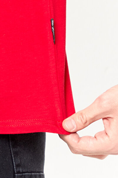 COMEOR Men's Red Basic Regular Fit Cotton Short Sleeve Crew Neck T-shirt