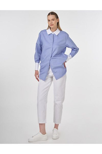 Kayra Basic Tunic with Wide Cuffs Airman Blue