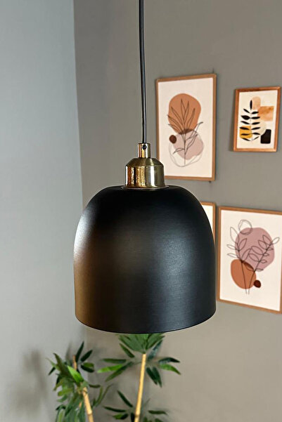 Bamyum Deep Siyah Yarım Lale Eskitme Başlık Tekli Avize Sarkıt Salon Mutfak B...